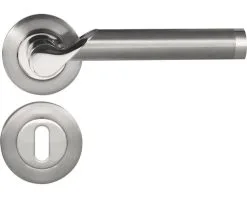 PERTURA Deurkruk Paar Einar Op Rozet Met Sleutelplaat Bicolor RVS Geborsteld/glans