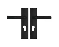 AXA Deurkruk Paar Curve Klik Met Kruk L Op Schild Met Profielcilindergat PC55 Zwart