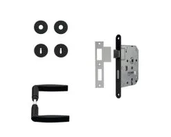 AXA Klavierslot 7135 Dag-nacht SL55 Zwart Met Beslag (deurbeslag Curve Klik Met Kruk Curve Op Rozet SL Zwart)