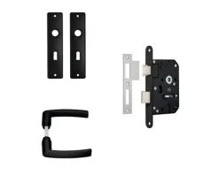 AXA Klavierslot 7135 Dag-nacht SL55 Zwart Met Beslag (deurbeslag Edge Met Kruk Blok Op Schild SL Zwart)