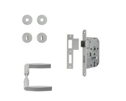 AXA Klavierslot 7135 Dag-nacht SL55 Wit Met Beslag (deurbeslag Curve Klik Met Kruk Curve Op Rozet SL Aluminium F1)