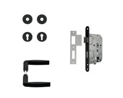 AXA Cilinderslot 7145 Dag-nacht PC55 Zwart Met Beslag (deurbeslag Curve Klik Met Kruk Curve Op Rozet PC Zwart)