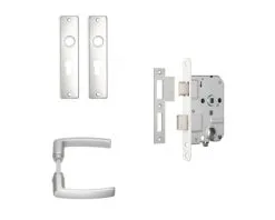 AXA Cilinderslot 7145 Dag-nacht PC55 Wit Met Beslag (deurbeslag Edge Met Kruk Blok Op Schild PC Aluminium F1)