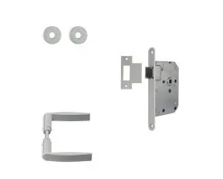 AXA Loopslot 7155 Wit Met Beslag (deurbeslag Curve Klik Met Kruk Curve Op Rozet Aluminium F1)