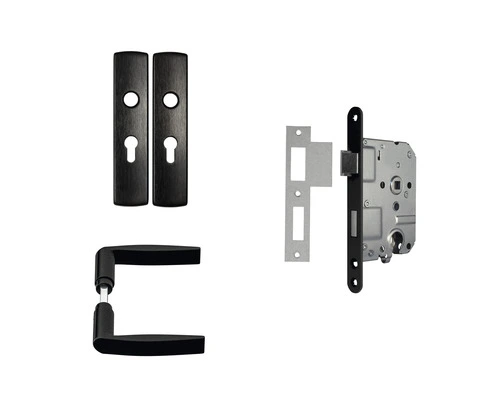 AXA Cilinderslot 7145 Dag-nacht PC55 Zwart Met Beslag (deurbeslag Curve Klik Met Kruk Curve Op Schild PC Zwart) 1 AXA Cilinderslot 7145 Dag-nacht PC55 Zwart Met Beslag (deurbeslag Curve Klik Met Kruk Curve Op Schild PC Zwart)