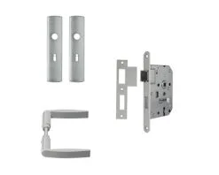 AXA Klavierslot 7135 Dag-nacht SL55 Wit Met Beslag (deurbeslag Curve Klik Met Kruk Curve Op Schild SL Aluminium F1)