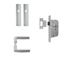 AXA Loopslot 7155 Wit Met Beslag (deurbeslag Curve Klik Met Kruk Curve Op Blindschild Aluminium F1)