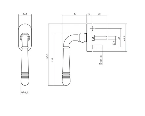 INTERSTEEL Raamkruk Emily Op Ovale Rozet Messing Gelakt 2 INTERSTEEL Raamkruk Emily Op Ovale Rozet Messing Gelakt - Afbeelding 2
