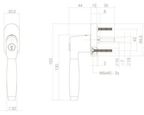 INTERSTEEL Raamkruk Ton 400 Afsluitbaar Op Rozet Ovaal, Chroom Ebben Hout 2 INTERSTEEL Raamkruk Ton 400 Afsluitbaar Op Rozet Ovaal, Chroom Ebben Hout - Afbeelding 2