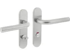 INTERSTEEL Deurkruk Paar Recht Op Schild Met WC-/badkamersluiting WC63/8 RVS Geborsteld