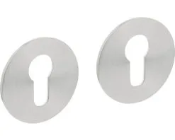 INTERSTEEL Rozet Rond Magneet Met Profielcilindergat RVS Geborsteld, 2 Stuks