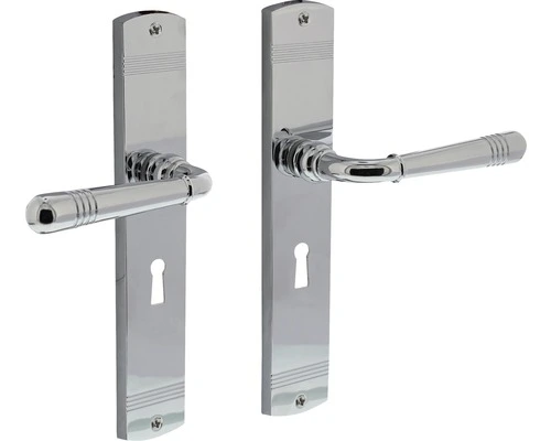 INTERSTEEL Deurkruk Paar Emily Op Schild Met Sleutelgat SL56 Chroom 1 INTERSTEEL Deurkruk Paar Emily Op Schild Met Sleutelgat SL56 Chroom